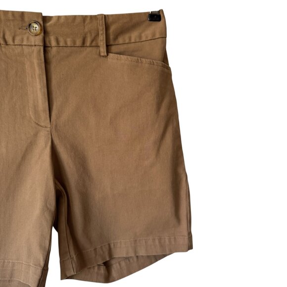 Land's End Chino Shorts Sz 2 Flat Front Straight leg Mid Rise Preppy Classic - Picture 5 of 9